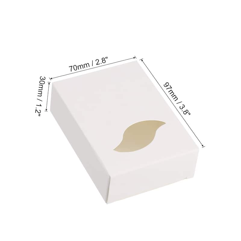4"x3"x1" Paper Soap Box with Window, 30 Pack Soap Boxes Leaf - White