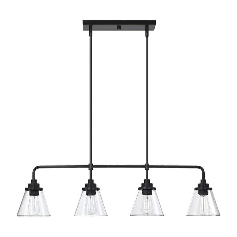 4-Light Black Kitchen Island Light Liner Chandelier - 38.6 in. W