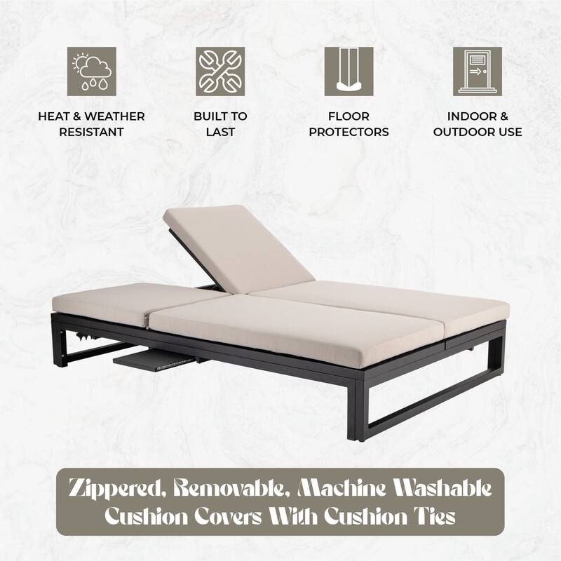 Chelsea Polyester Fabric Outdoor Lounge Chair with Four-Level Adjustable Backrest and Powder-Coated Aluminum Frame