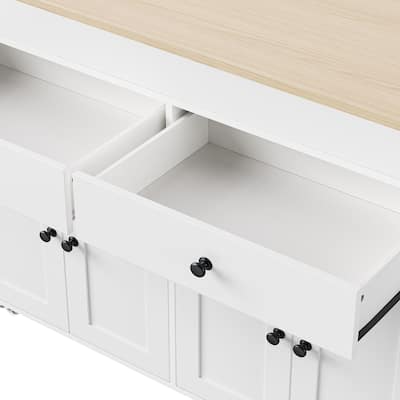 Kitchen Island with Spice Rack and 2 Drawers