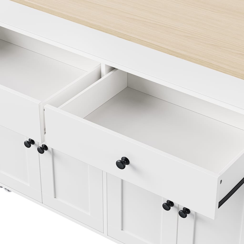 Kitchen Island with Spice Rack and 2 Drawers