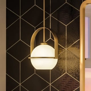 Luxury Mid-Century Modern Pendant, 12.375"H x 9.375"W, with Modern Style, Brushed Bronze, BWP4342 by Urban Ambiance - 12.38