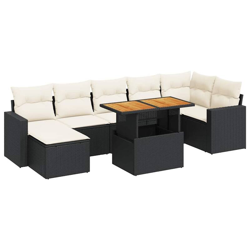 vidaXL Patio Sofa Set with Cushions Outdoor Lounge Set 8 Piece Poly Rattan - 21.7 x 39.4 x 28.7