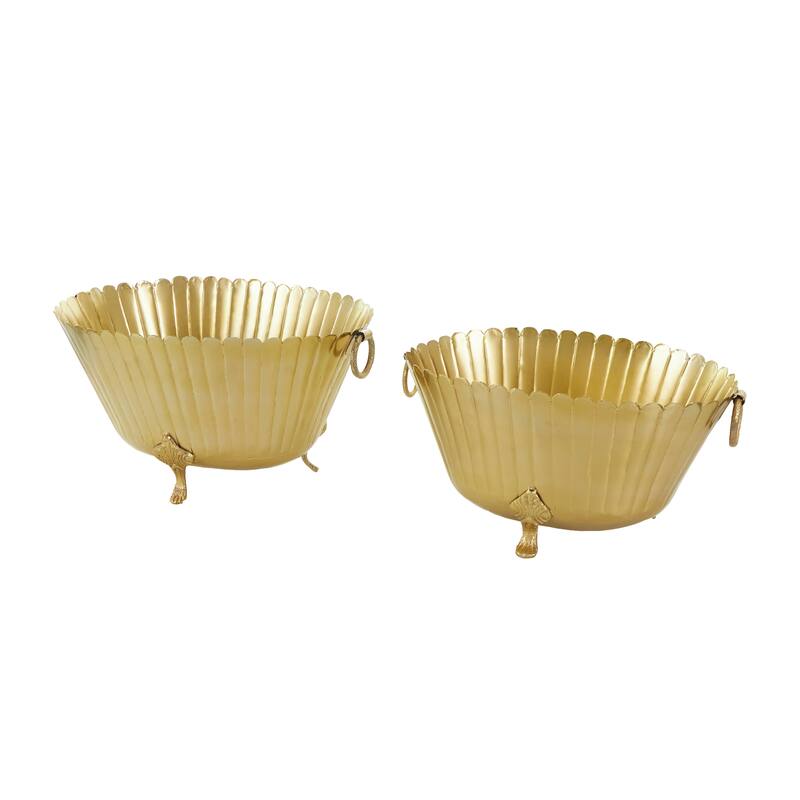 Gold Metal Indoor Outdoor Planter (Set of 2)