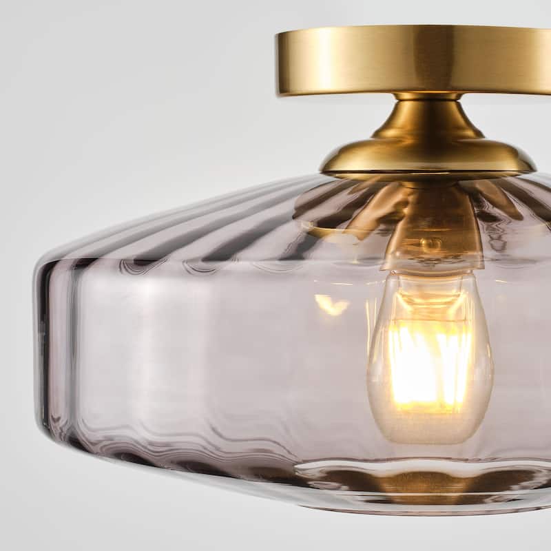 Starsky 1-Light Handcrafted Radiating Texture Art Glass Flush Mount