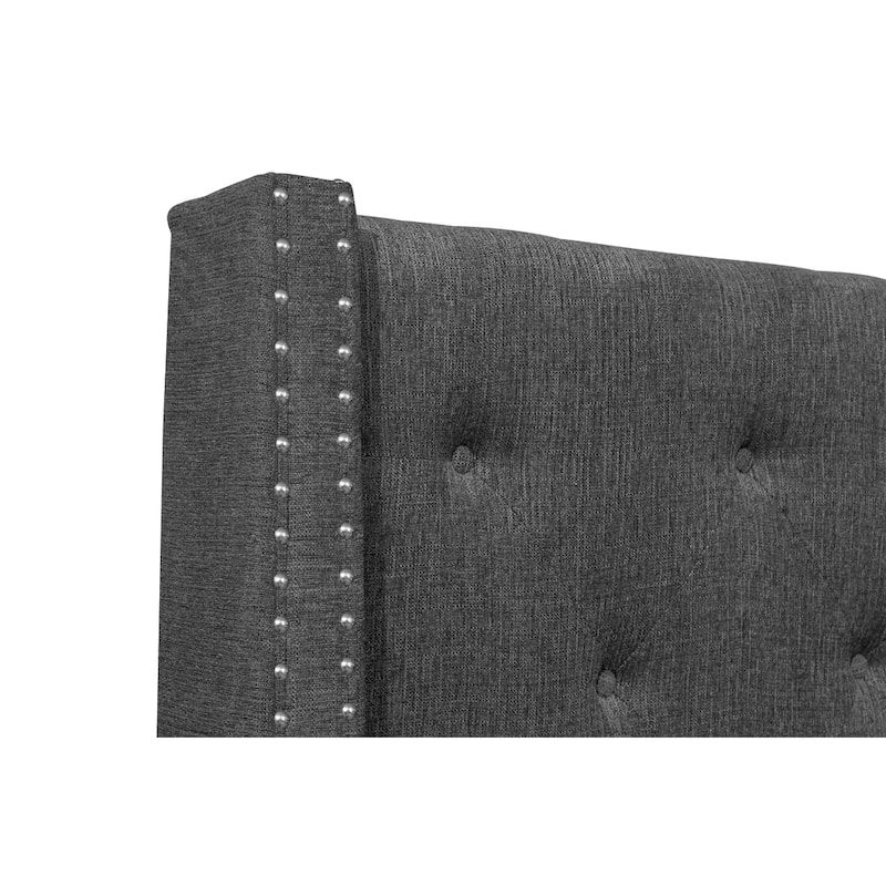 Matt Gray Fabric Upholstered Tufted Storage Platform Bed