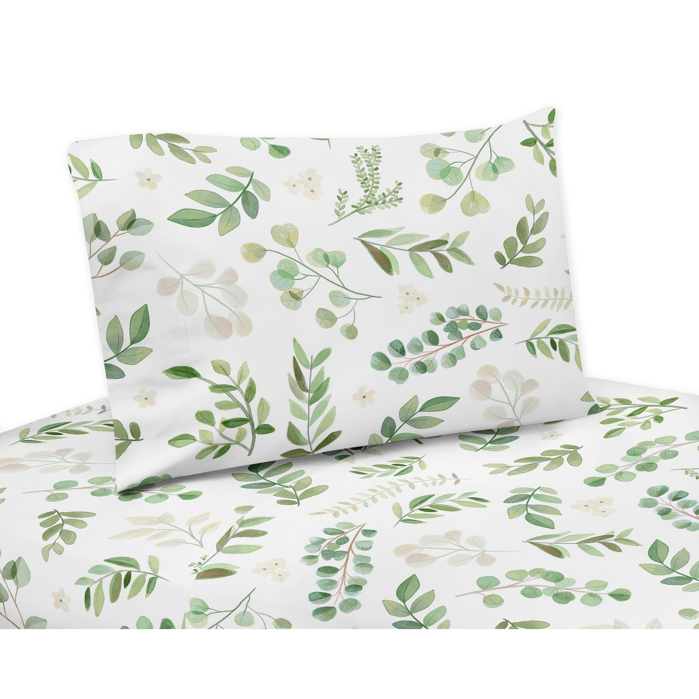 Floral Leaf Collection 3-piece Twin Sheet Set Green and White Boho  Watercolor Botanical Woodland Tropical Garden Bed Bath  Beyond 32008299