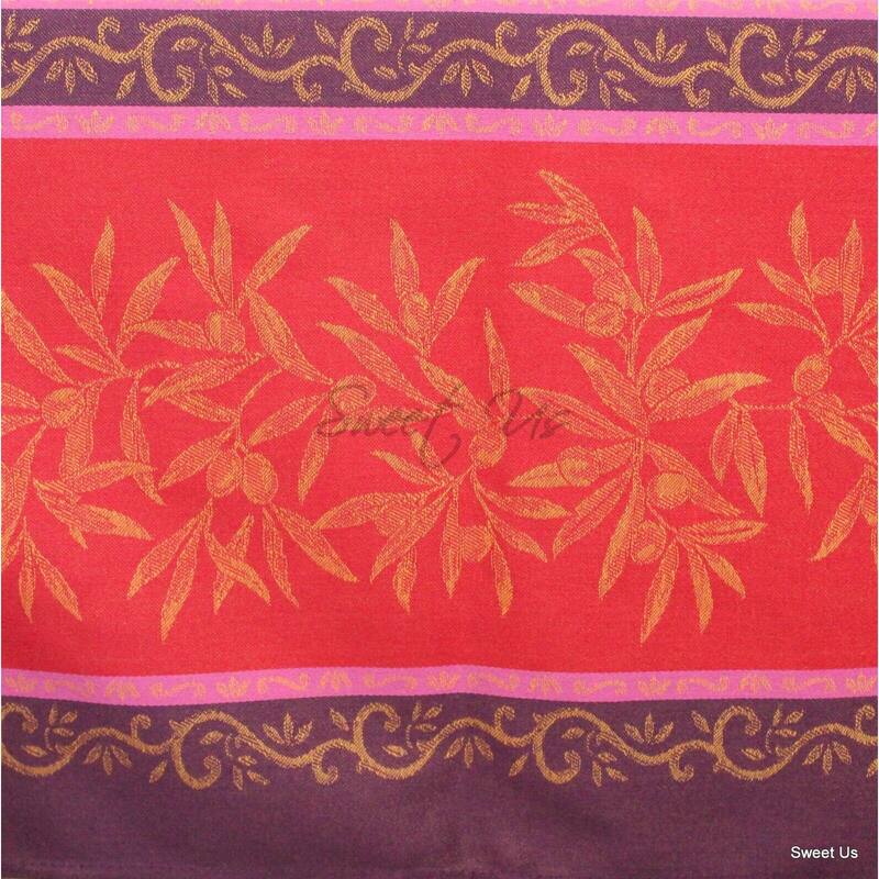 Wipeable Spill Resistant French Cotton Olive Jacquard Tablecloth