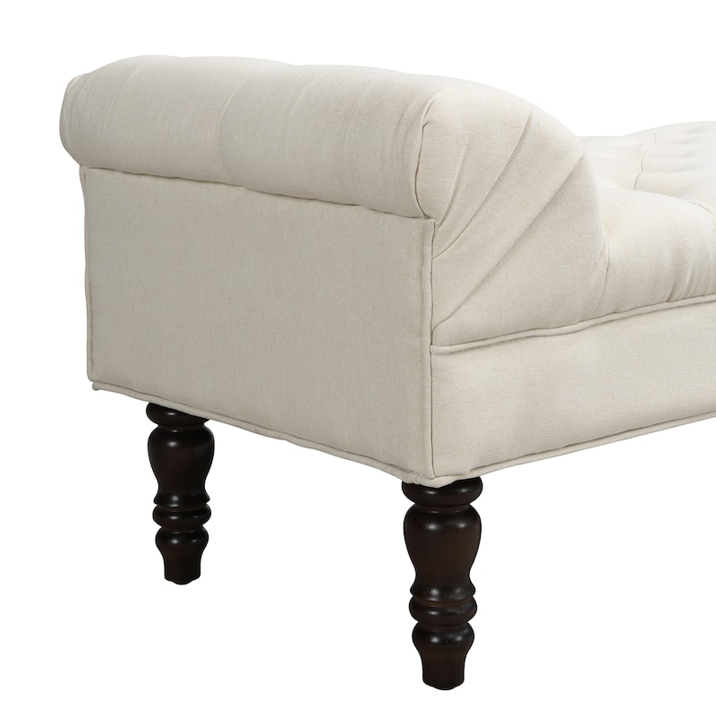 Christopher Knight Home - Button Tufted Bed Bench, Upholstered Fabric Ottoman with Rolled Arms, Footstool with Legs