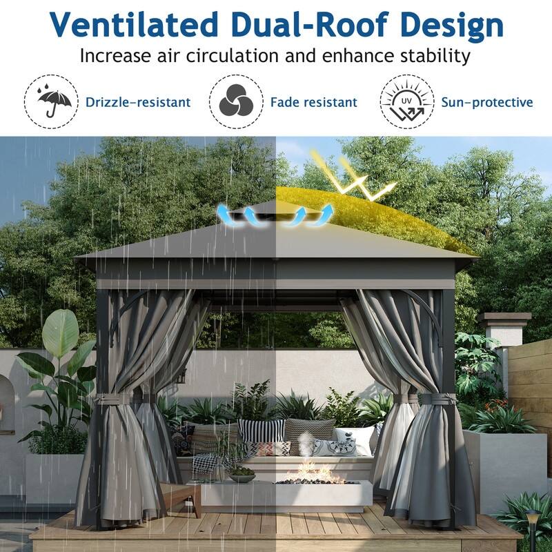 Spruce & Spring Outdoor Gazebo Tent with Double Roofs