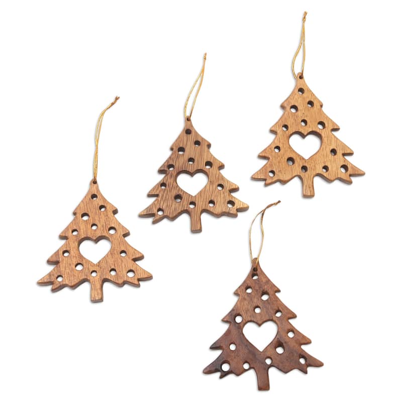 Novica Handmade Tree Of Love Wood Ornaments (Set Of 4)