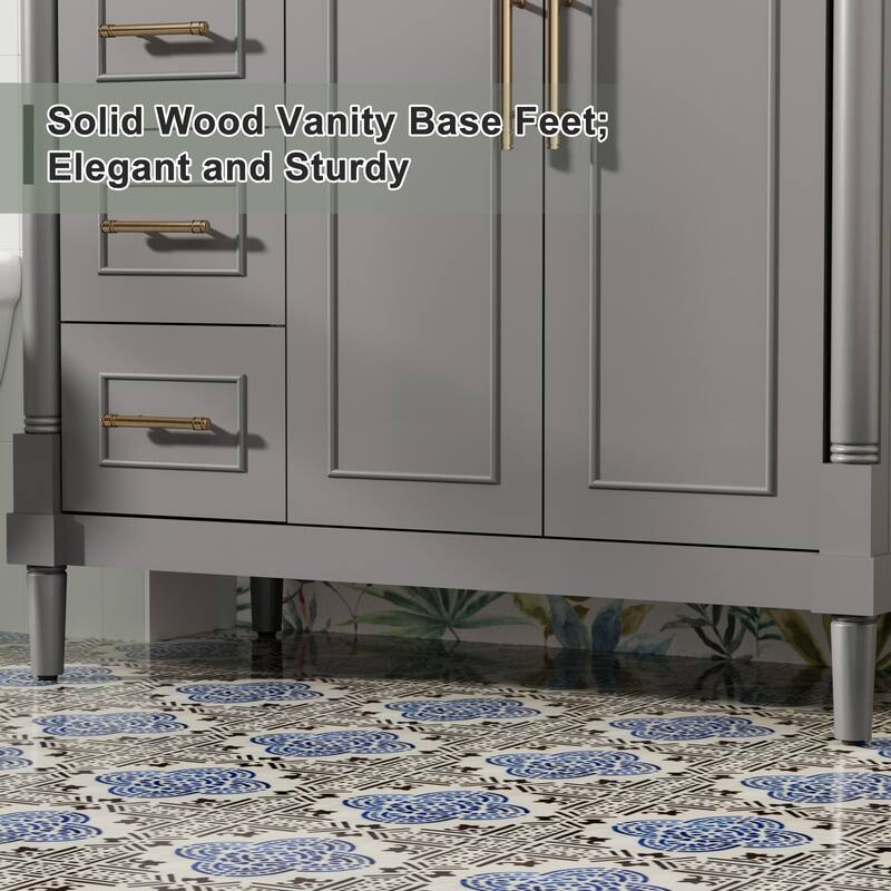 24"/30"/36" Retro Bathroom Vanity W/ Drop in Sink Combo Cabinet Set