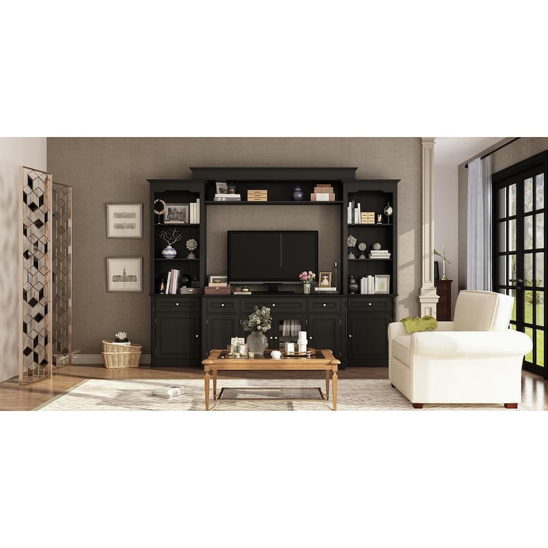 104.3"x82.3" Complete Entertainment Wall Unit White TV Stand Display