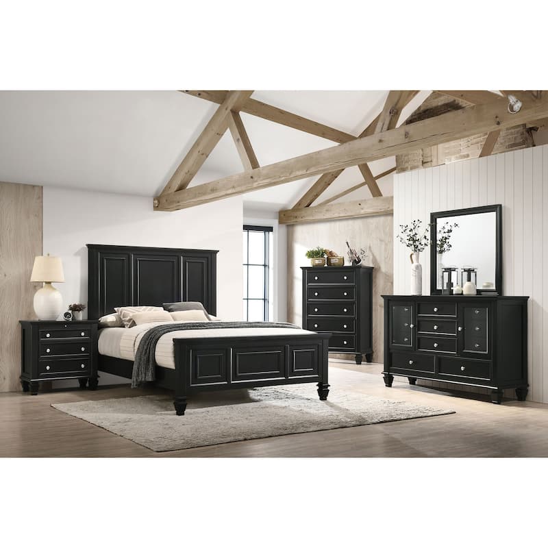 Coaster Furniture Sandy Beach Panel Bed with High Headboard Black And Cream White