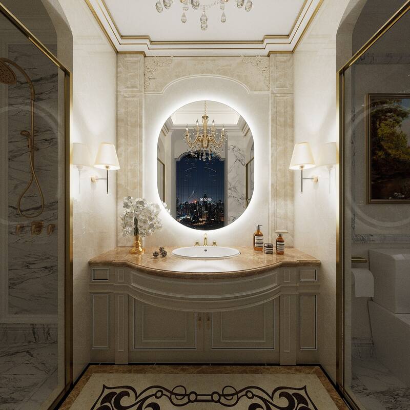 UL Certified Oval LED Lighted Anti-fog Wall Bathroom Vanity Mirror