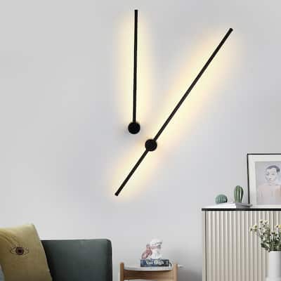 Modern Minimalist Style Black LED Plug-in Long Strip Wall Sconce