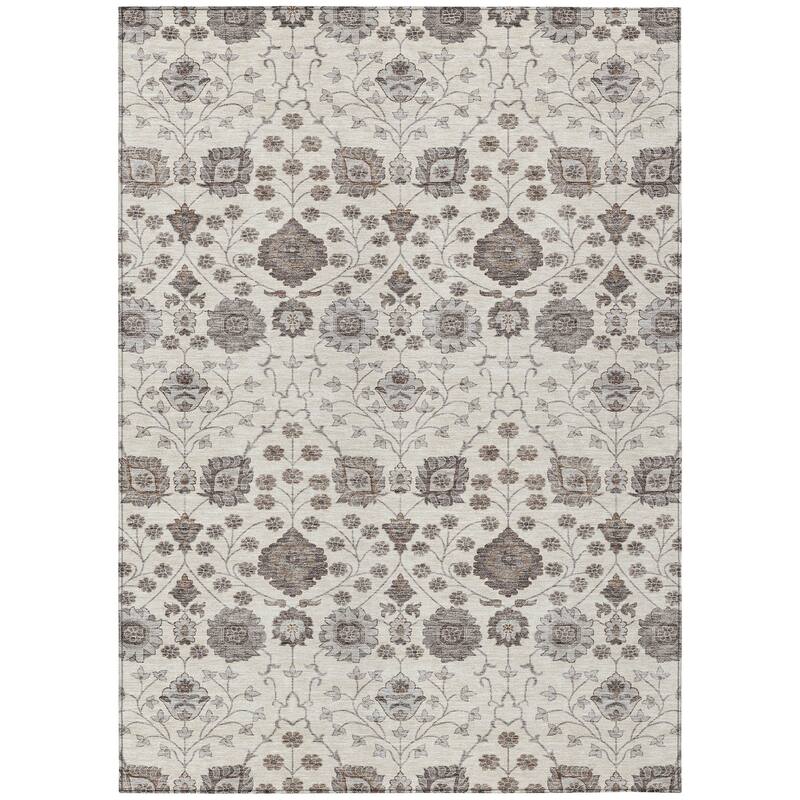 Machine Washable Indoor/ Outdoor Traditional Casual Chantille Rug
