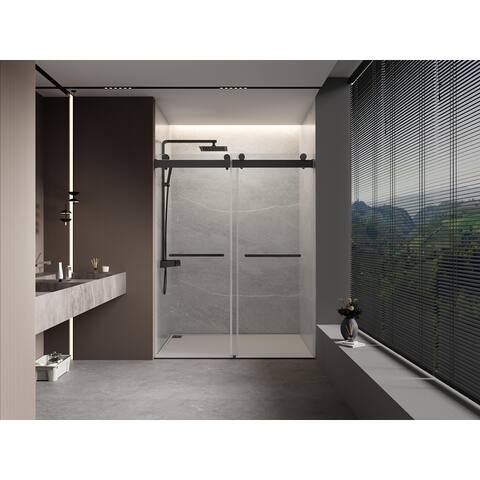 Classic 60 in. - 72 in. x 76 in. Frameless Sliding Shower Door With Clear Glass