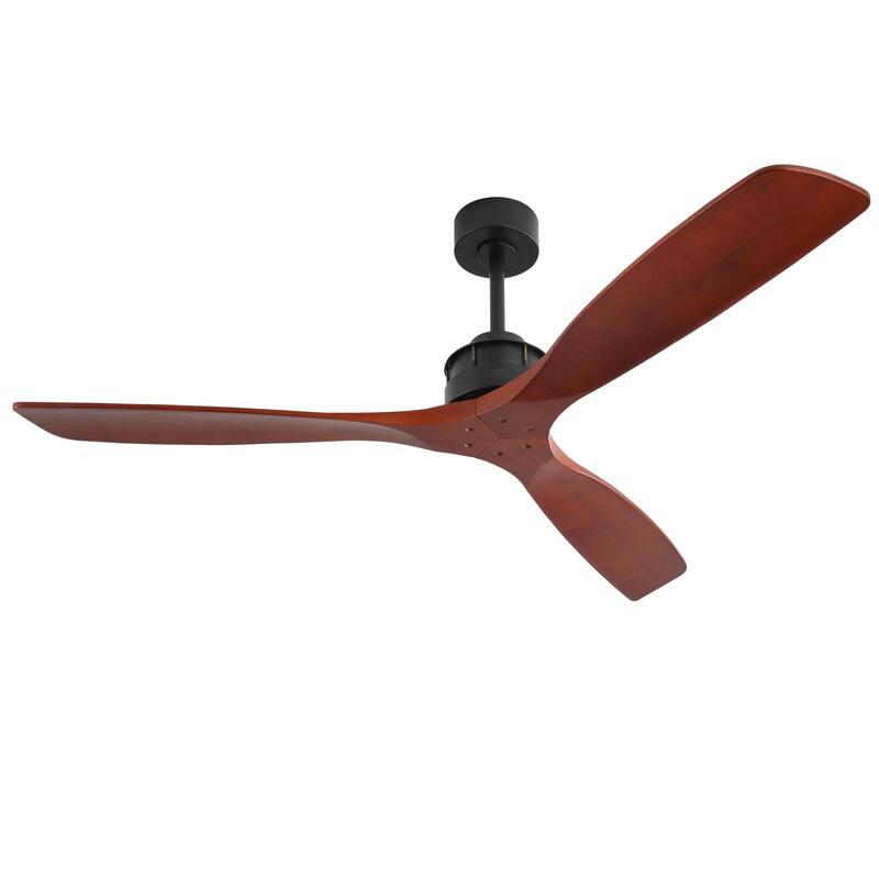 60 Inch Solid Wood Ceiling Fan with Light and Remote, Reverse Functions, Integrated Light Optional