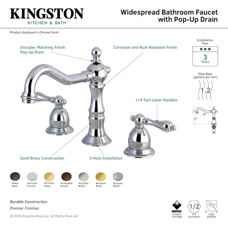 Kingston Brass Heritage 8 in. Widespread Bathroom Faucet