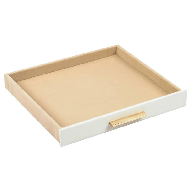 Modern White 4-Layer Jewelry Box with Glass Lid Jewelry Organizer with 3-Drawer - N/A