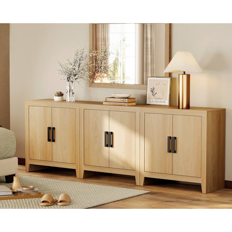 WAMPAT Farmhouse Buffet Cabinet with Door, Kitchen Sideboard for Dining & Living Room