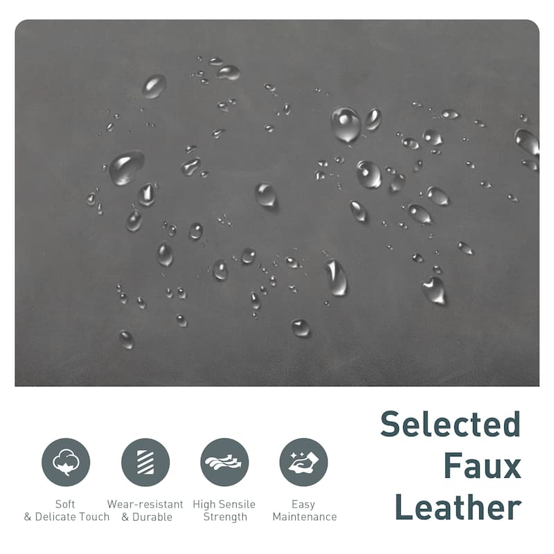 PHI VILLA 24'' Square PU Leather Bar Stool with Sturdy Metal Frame, Set of 2