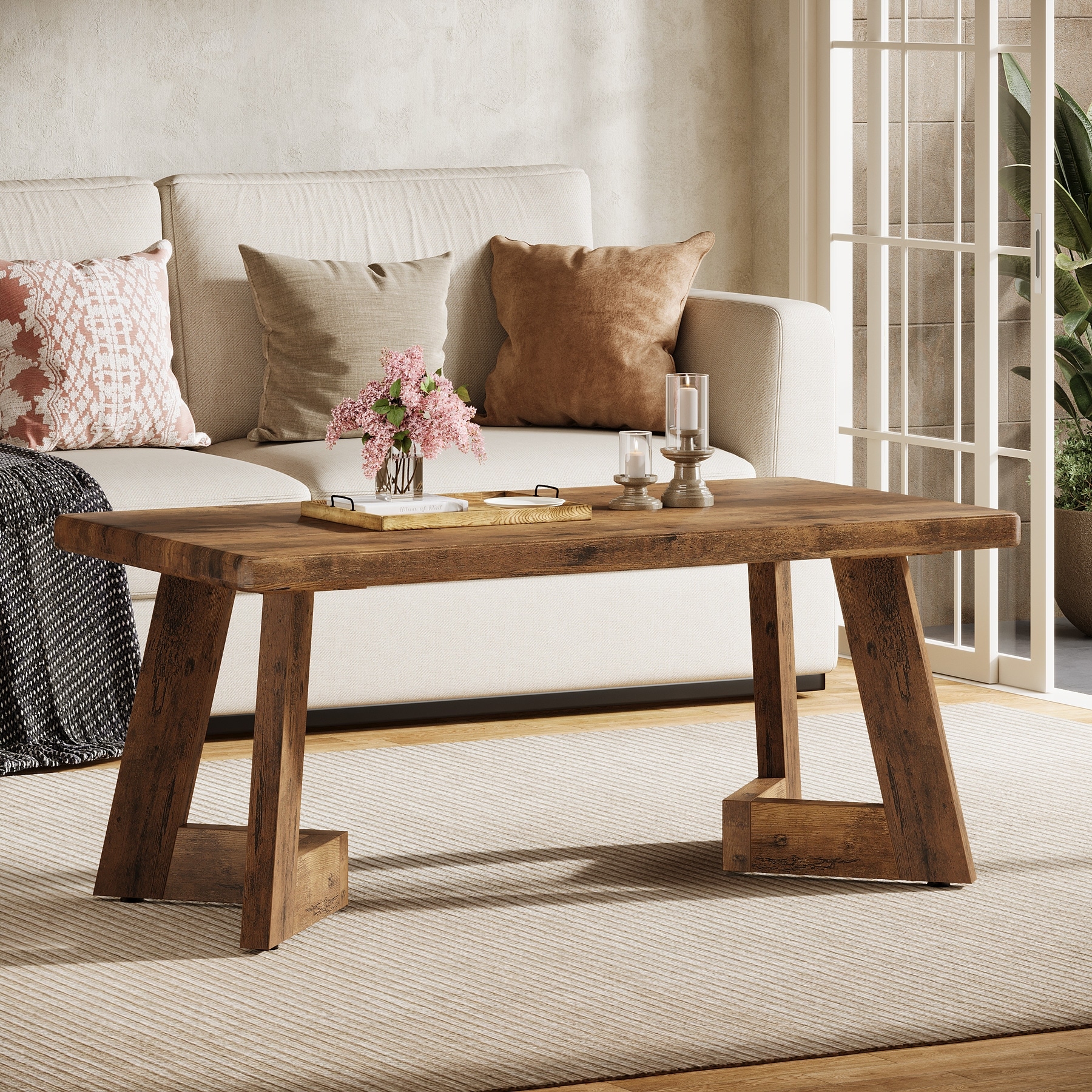 47 Inches Rectangle Coffee Table for Living Room