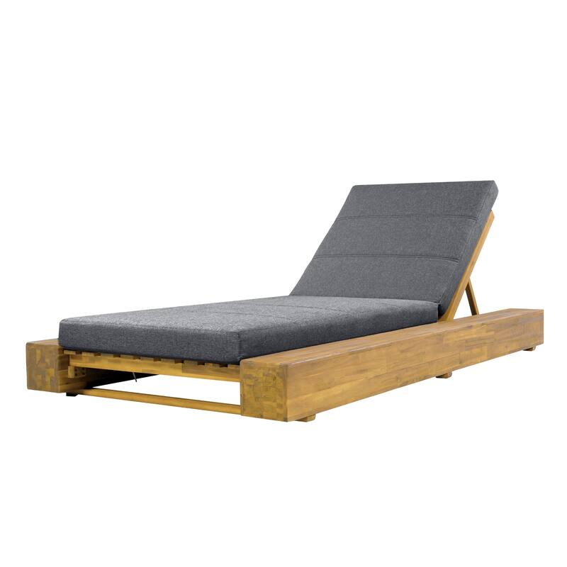 Christopher Knight Home - Amedea Outdoor Acacia Wood Chaise Lounge with Adjustable Backrest & Water-Resistant Cushion