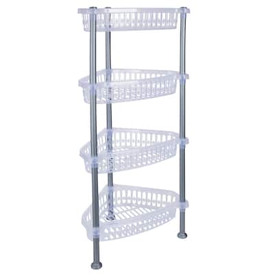 Kitchen Details 4 Tier Corner Basket Shelf in Clear - 14.76"x11"x 31.5"