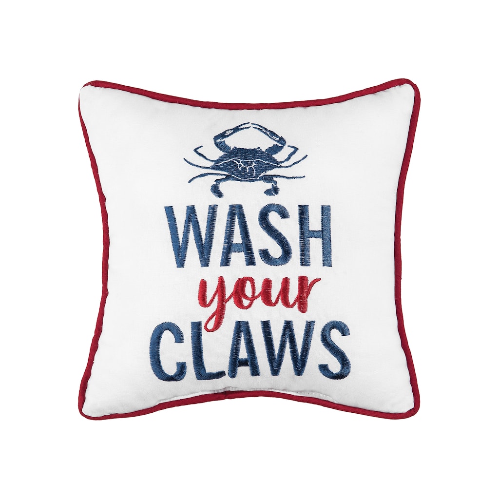 10" x 10" Wash Your Claws Embroidered Throw Pillow