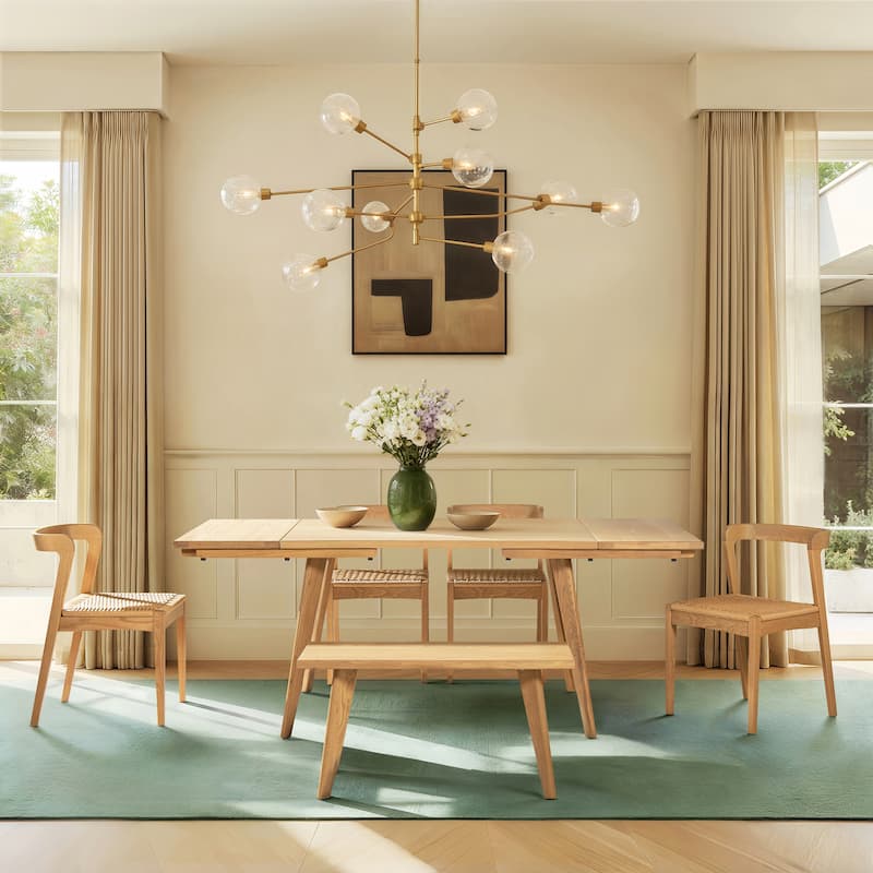 Jennifer Taylor Home Capri Solid Red Oak Wood Extendable Leaf Dining Table