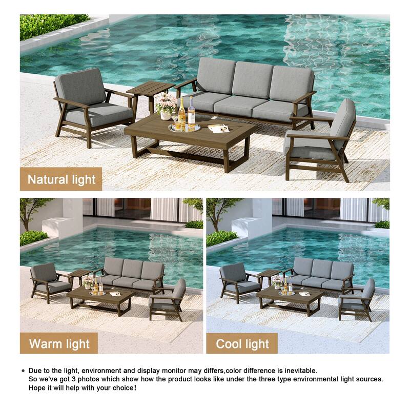 5-Piece Teak Outdoor Conversation Set with Tables.