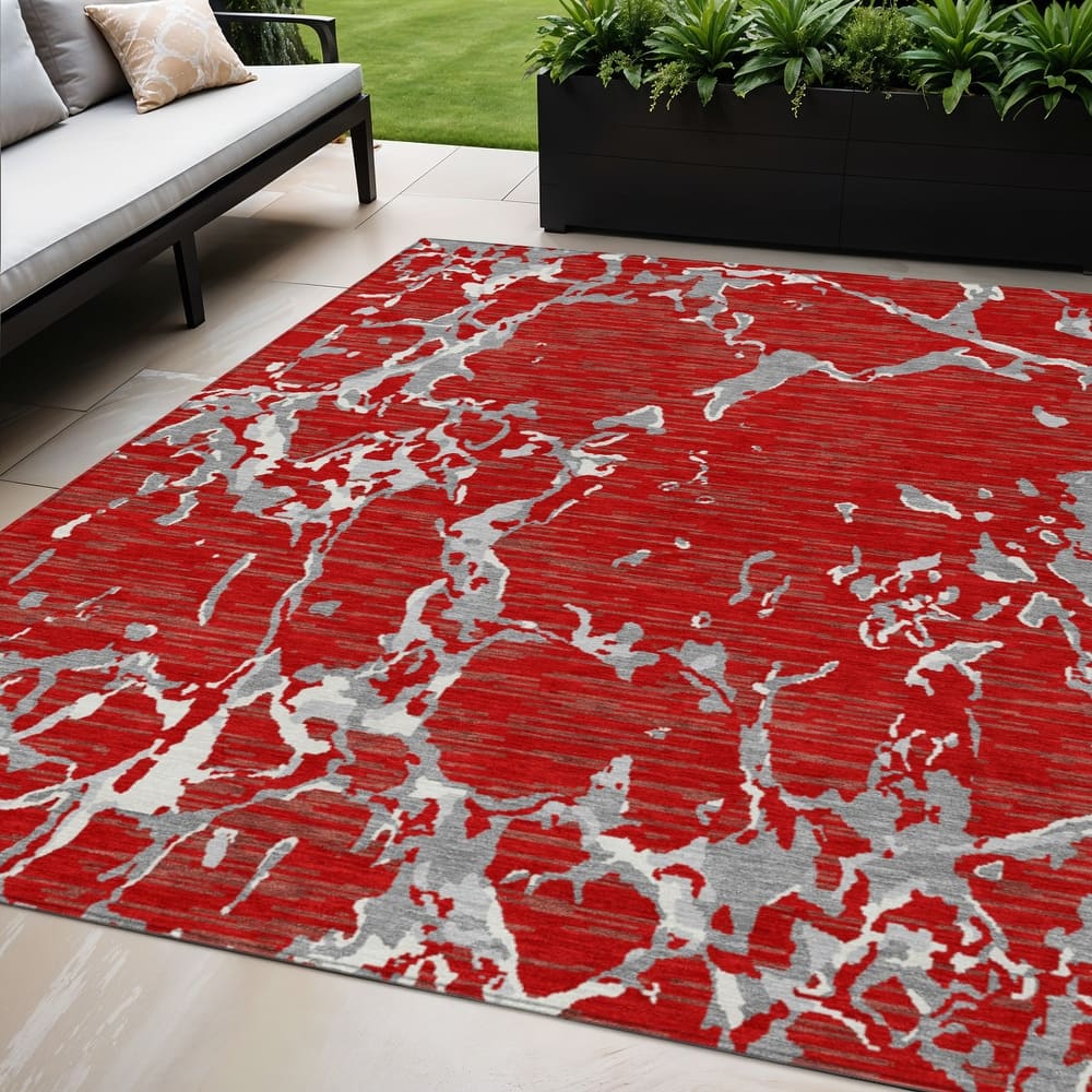 HomeRoots Striped Transitional Rectangle Outdoor Rug