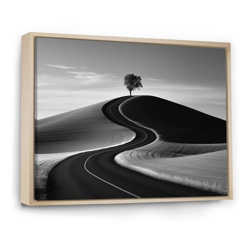 Designart "Black And White Road Photography II" Road Framed Canvas Art Print