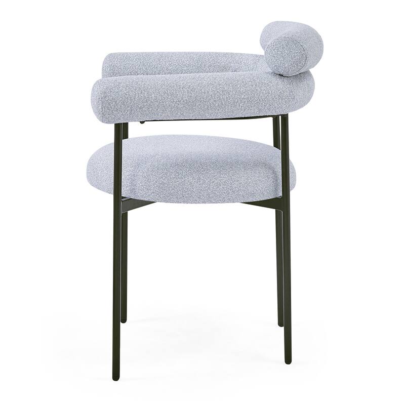 Grey Set of 2 Upholstered Armchair Dining Chairs Barrel Chair