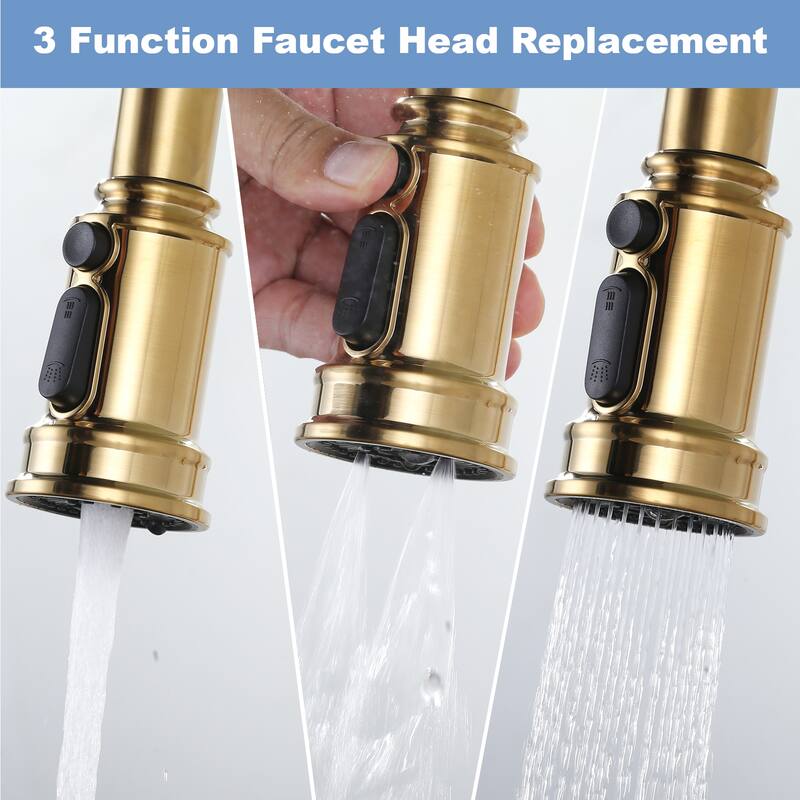 WOWOW Pull Down Kitchen Faucet Spray Head with 9 Adapters Kit