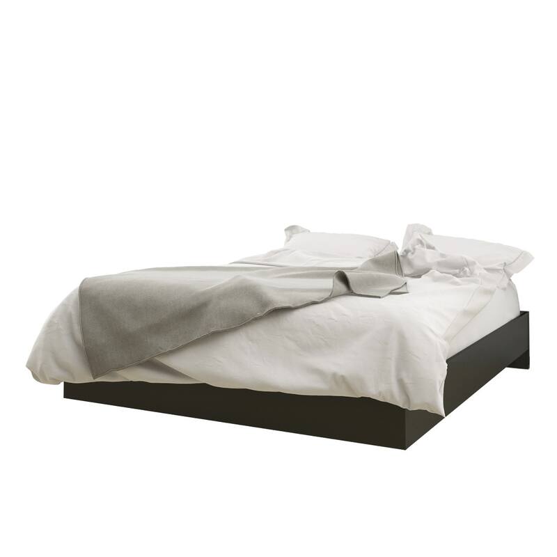 Nexera Platform Bed with Headboard, Walnut and Black