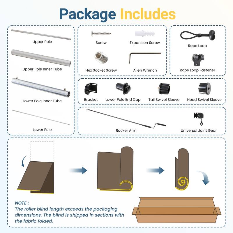 Solar Crank Outdoor Roller Shade with Teslin, No Cassette