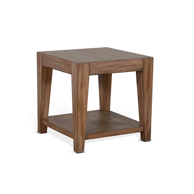 Yael Side End Table, Tapered Legs, 24 Inch Square Top, Light Brown