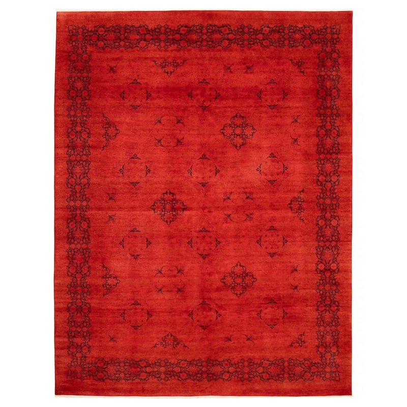 ECARPETGALLERY Hand-knotted Vibrance Red Wool Rug - 9'1 x 11'9 - Red - 9'1 x 11'9