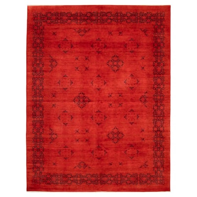 ECARPETGALLERY Hand-knotted Vibrance Red Wool Rug - 9'1 x 11'9