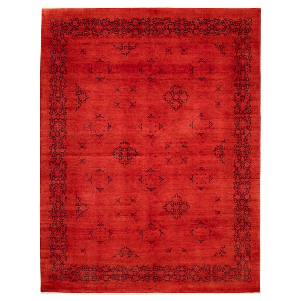 ECARPETGALLERY Hand-knotted Vibrance Red Wool Rug - 9'1 x 11'9