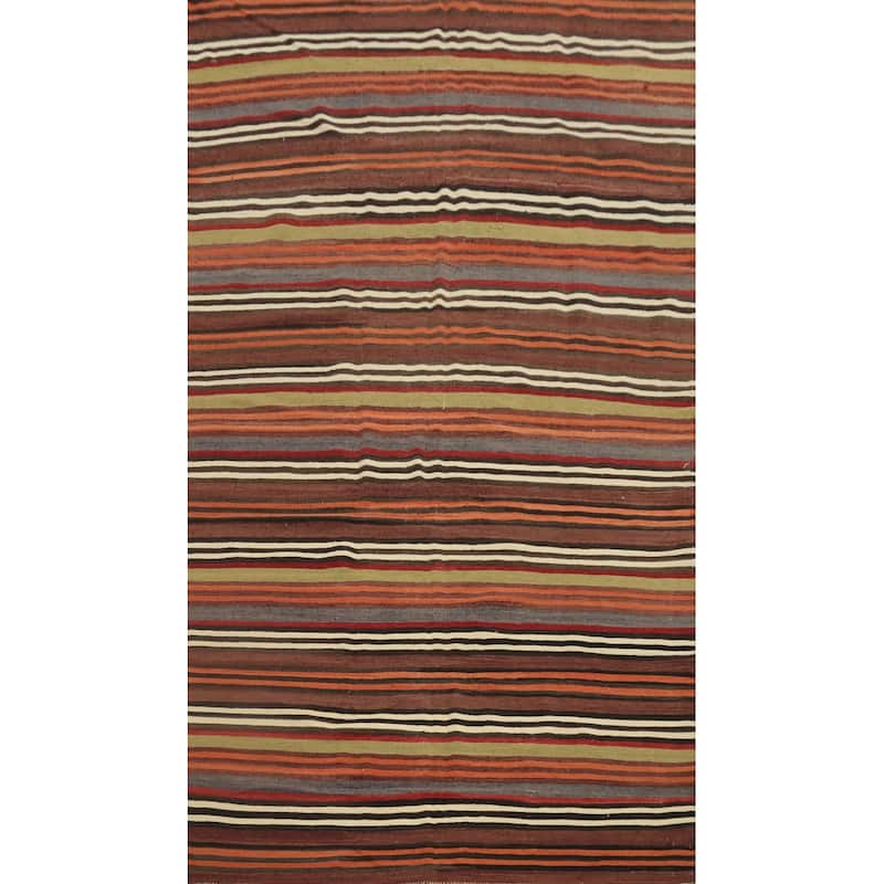 Hand Woven Oriental 100% Wool Carpet Southwestern Geometric Multi-Colored Kilim Area Rug - 8' 6'' X 5' 3''