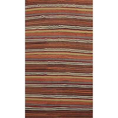 Hand Woven Oriental 100% Wool Carpet Southwestern Geometric Multi-Colored Kilim Area Rug - 8' 6'' X 5' 3''