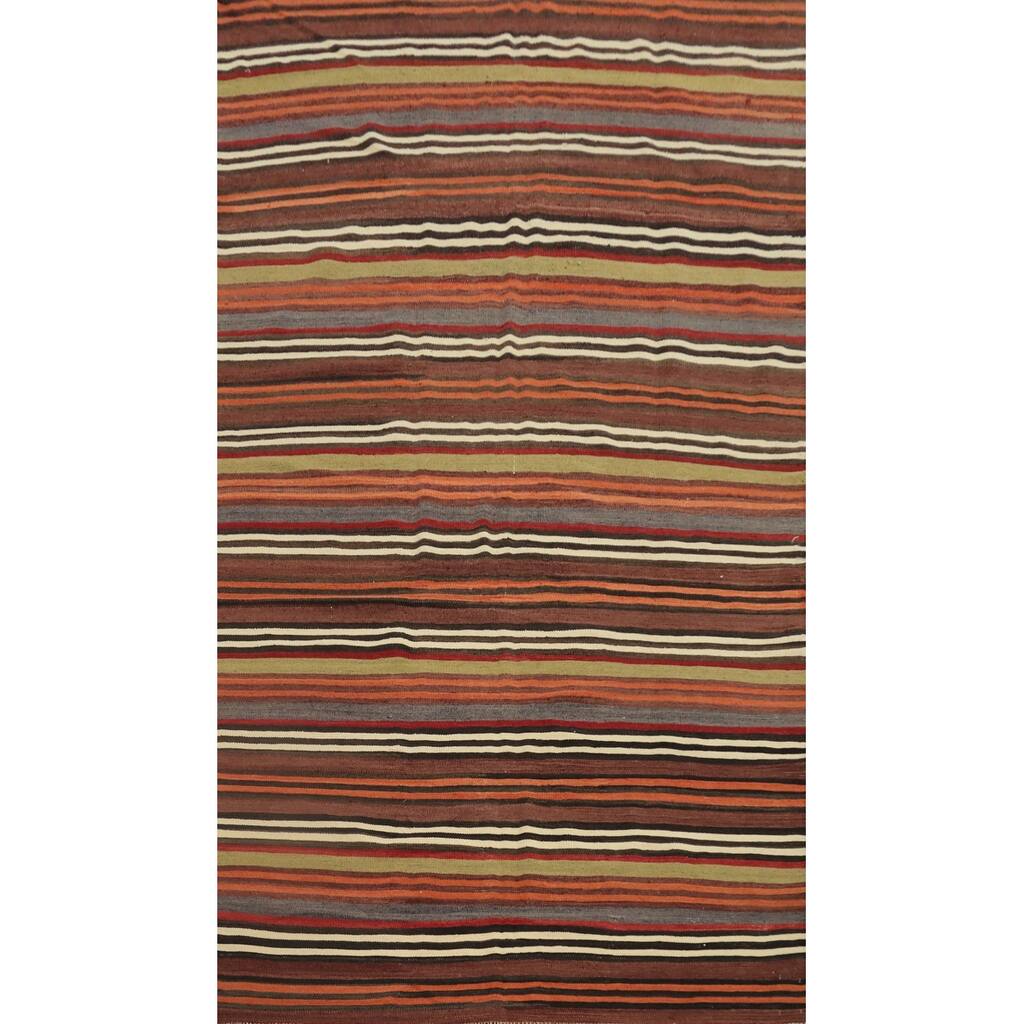 Hand Woven Oriental 100% Wool Carpet Southwestern Geometric Multi-Colored Kilim Area Rug - 8' 6'' X 5' 3''