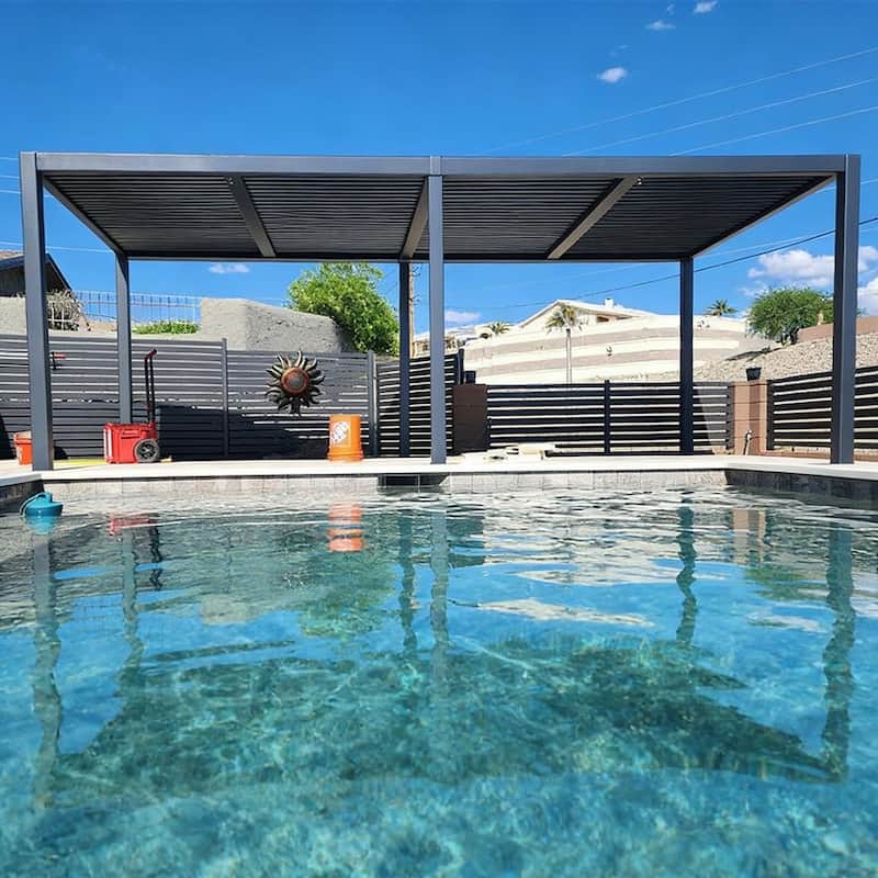 PURPLE LEAF Louvered Pergola Sun Shade Shelter with Adjustable Metal Roof for Patio Hardtop Pergola