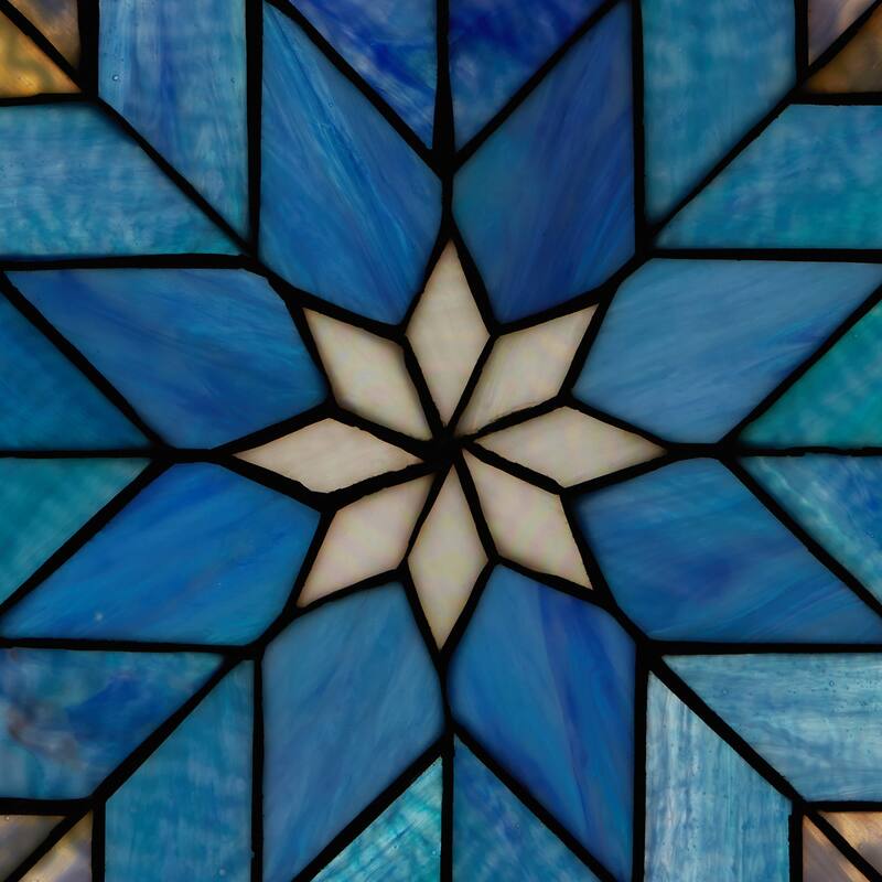 River of Goods Multicolored Geometric Floral River of Goods Stained Glass Window Panel - 12" x 0.25" x 12"