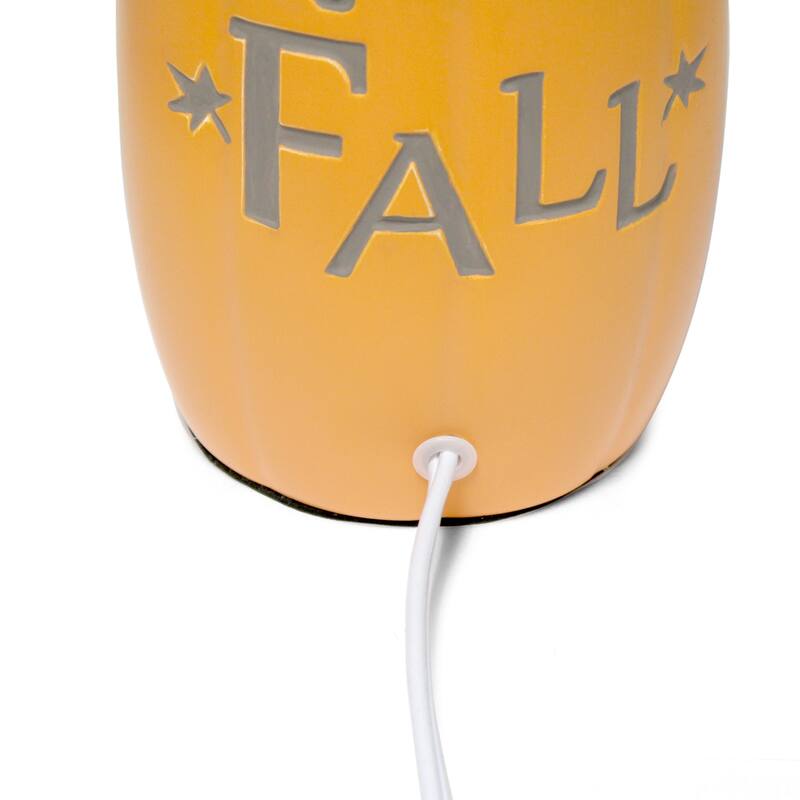Hello Fall Pumpkin Base Table Lamp with White Drum Shade - 17.75" - Orange