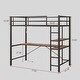 preview thumbnail 3 of 9, Brown+Black Led Loft Bed with Desk and Outlets and Shelves,Twin Size for Kids
